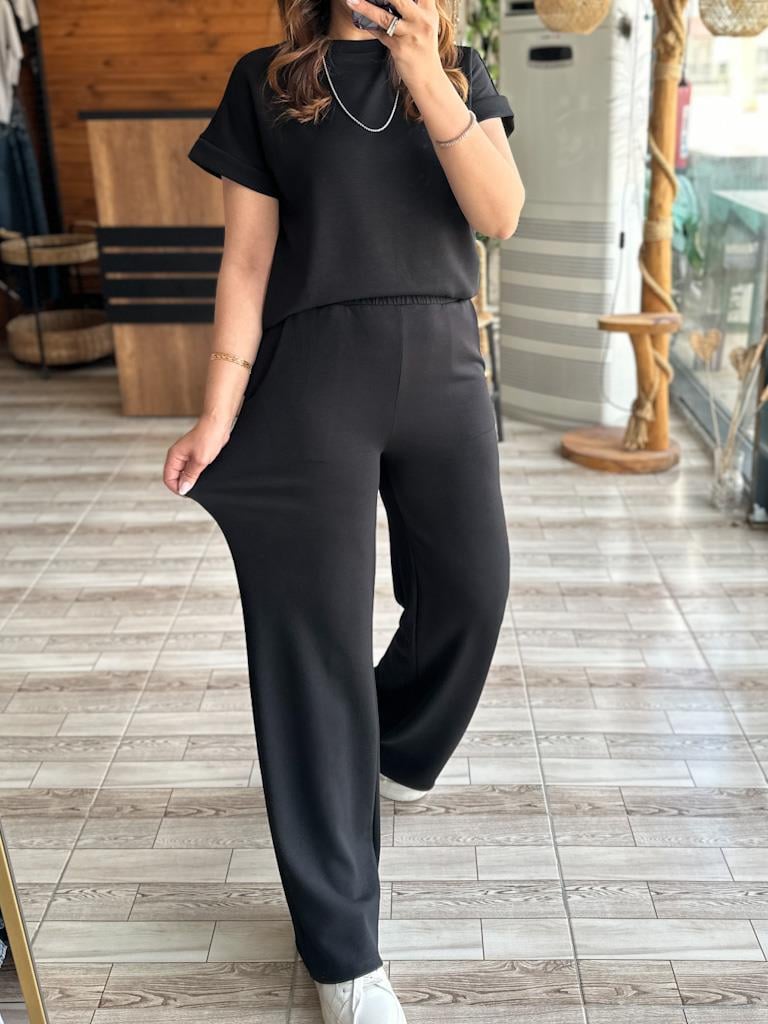 1. Sınıf Kalite Tok Oysh Kumaş Yırtmaçlı Sweat Palazzo Takım