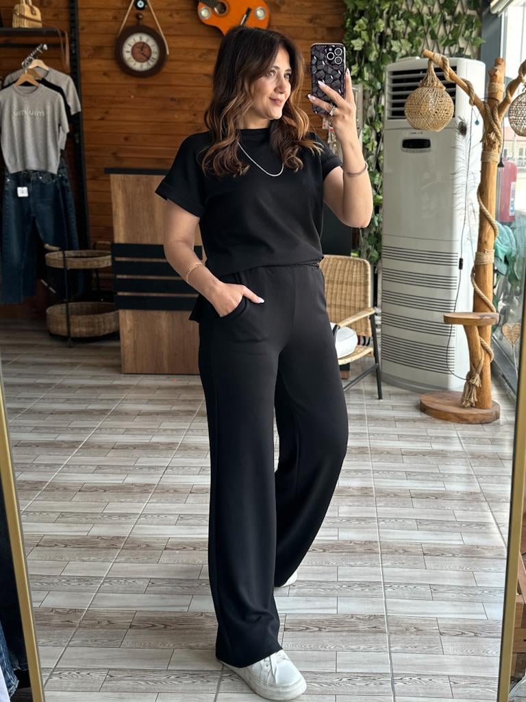 1. Sınıf Kalite Tok Oysh Kumaş Yırtmaçlı Sweat Palazzo Takım