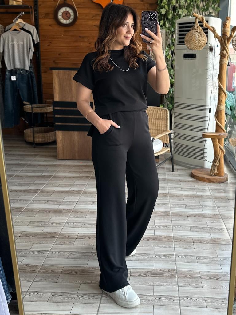 1. Sınıf Kalite Tok Oysh Kumaş Yırtmaçlı Sweat Palazzo Takım