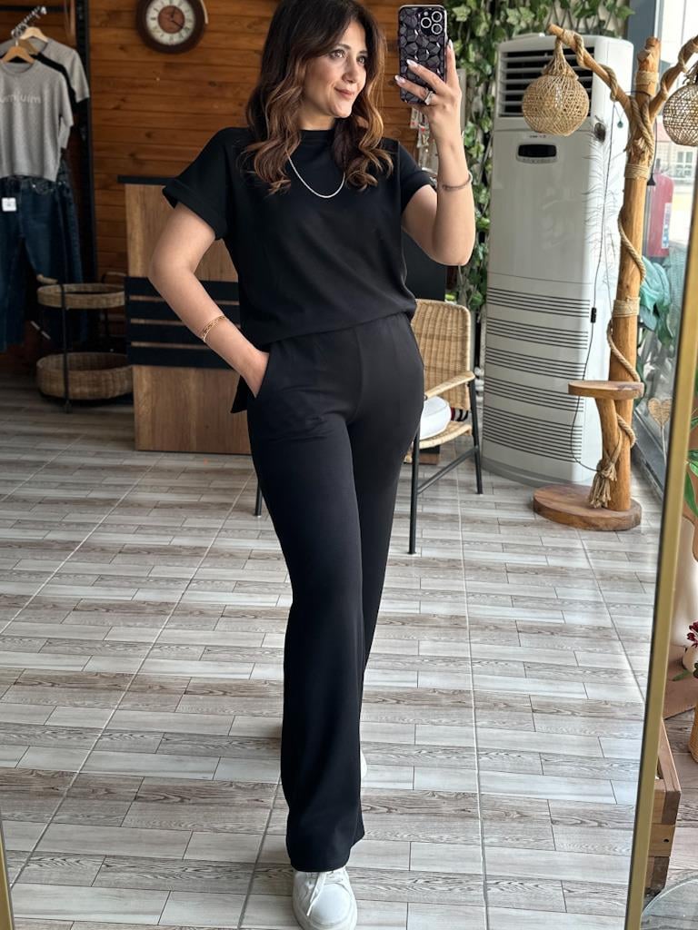 1. Sınıf Kalite Tok Oysh Kumaş Yırtmaçlı Sweat Palazzo Takım