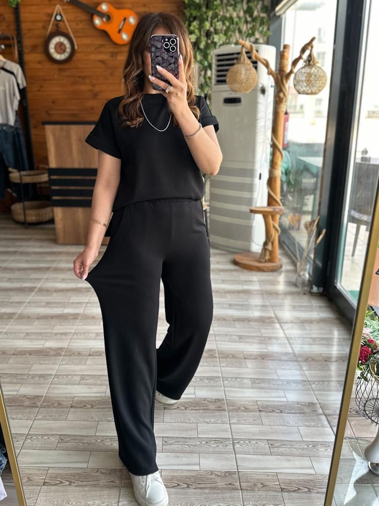 1. Sınıf Kalite Tok Oysh Kumaş Yırtmaçlı Sweat Palazzo Takım