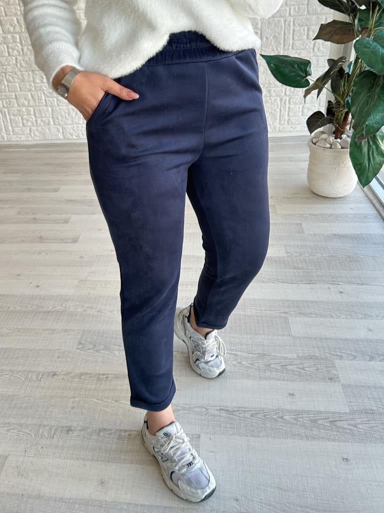 Beli Lastikli Cepli  Duble Paça Nubuk Pantolon Lacivert