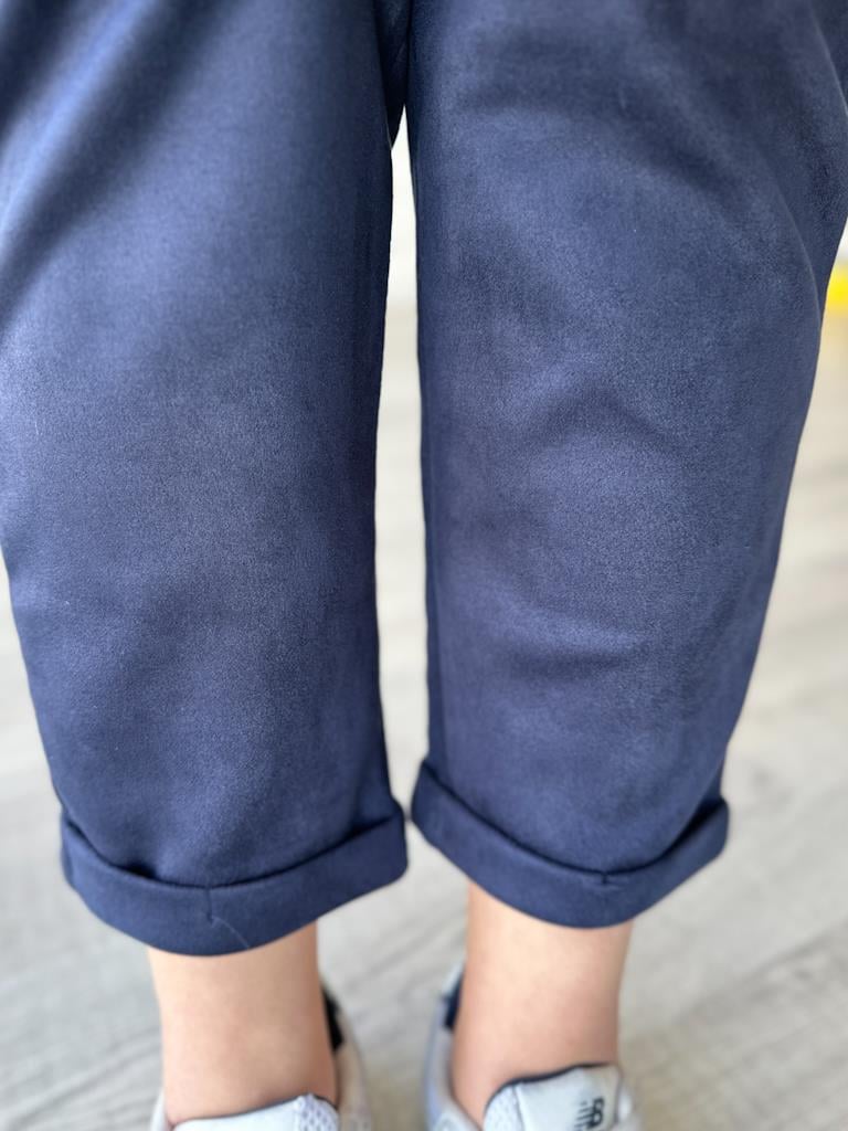 Beli Lastikli Cepli  Duble Paça Nubuk Pantolon Lacivert