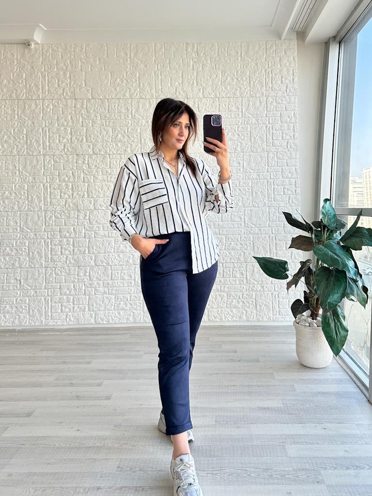 Beli Lastikli Cepli  Duble Paça Nubuk Pantolon Lacivert