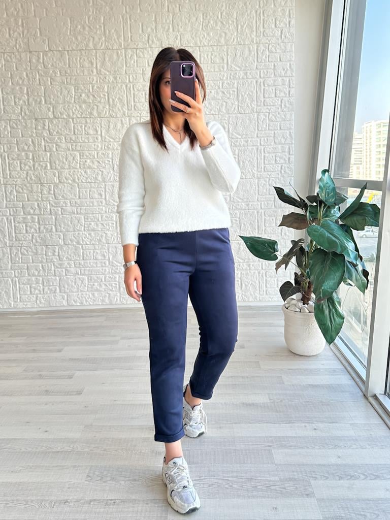 Beli Lastikli Cepli  Duble Paça Nubuk Pantolon Lacivert