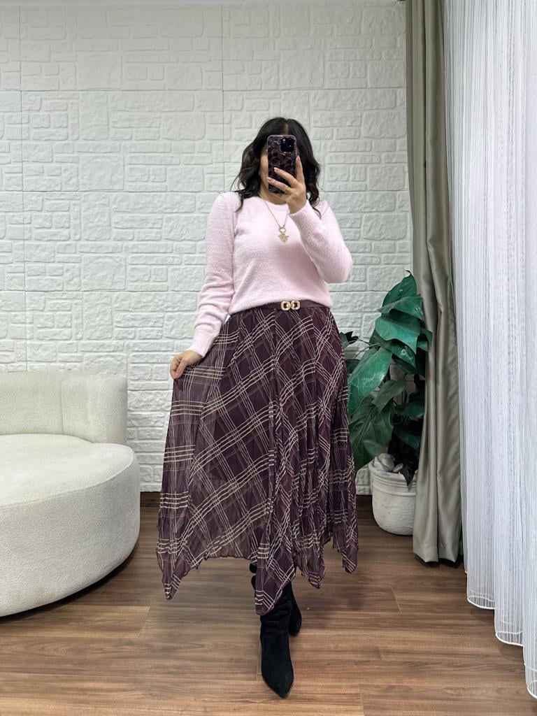 Bisiklet Yaka Yumoş Triko Kazak Şeker Pembe