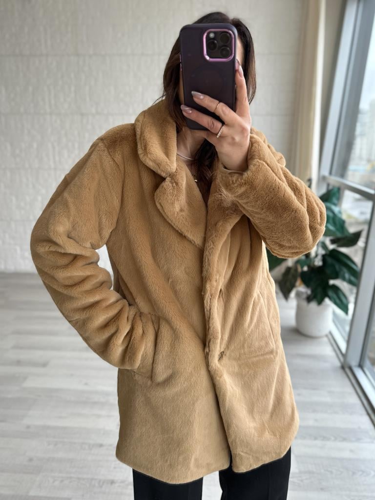 Camel Astarlı Pelüş Kaban