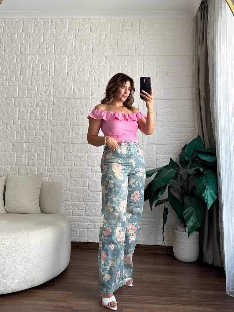 Dilvin Omuzları Açık Bluz Pembe