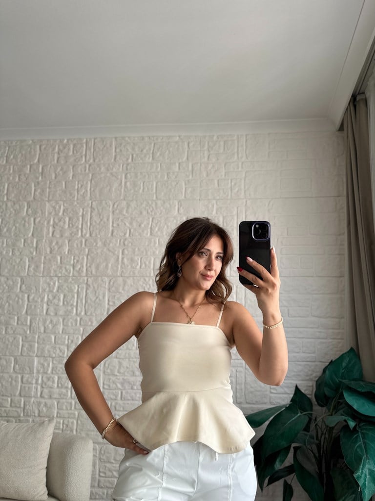 Dilvin Premium Askılı Bluz Taş
