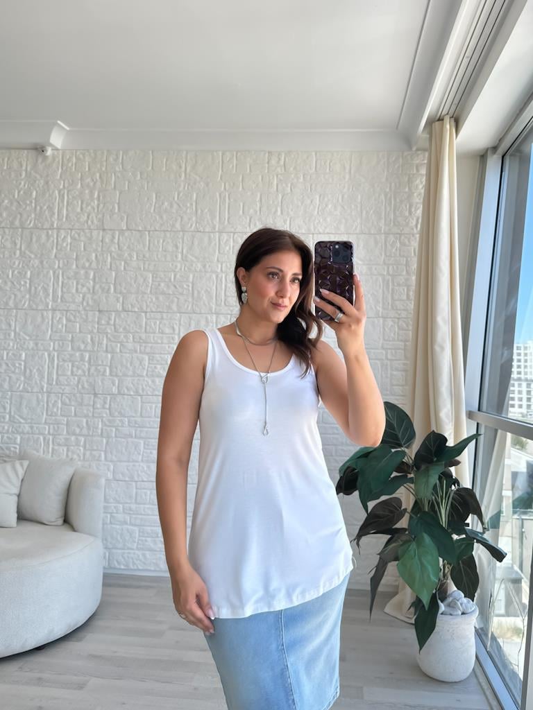 Ekru  Kalın Askılı Dökümlü Premium Modal Atlet Bluz