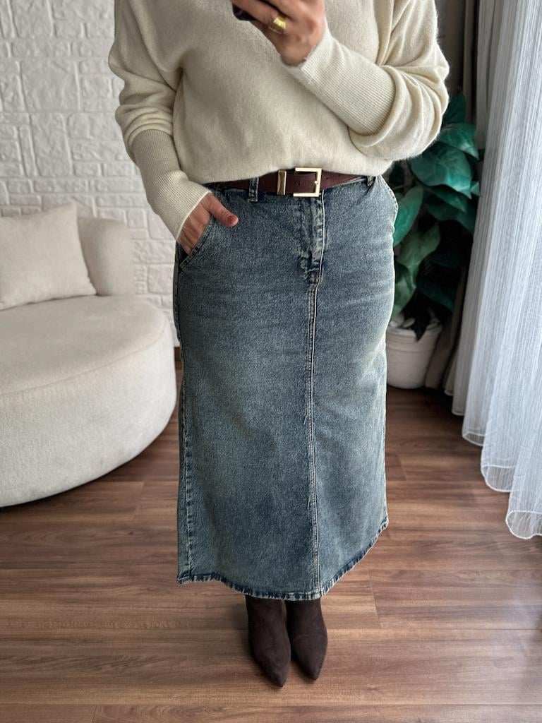 Eskitme Model Klasik Maxi Kot Etek