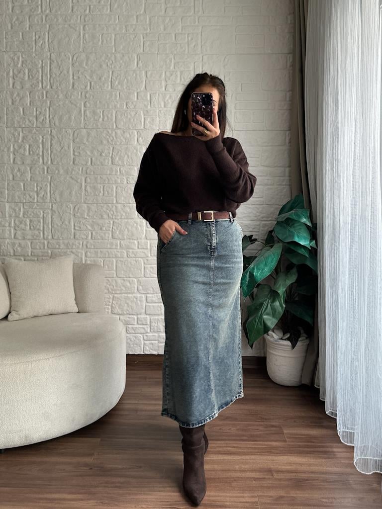 Eskitme Model Klasik Maxi Kot Etek