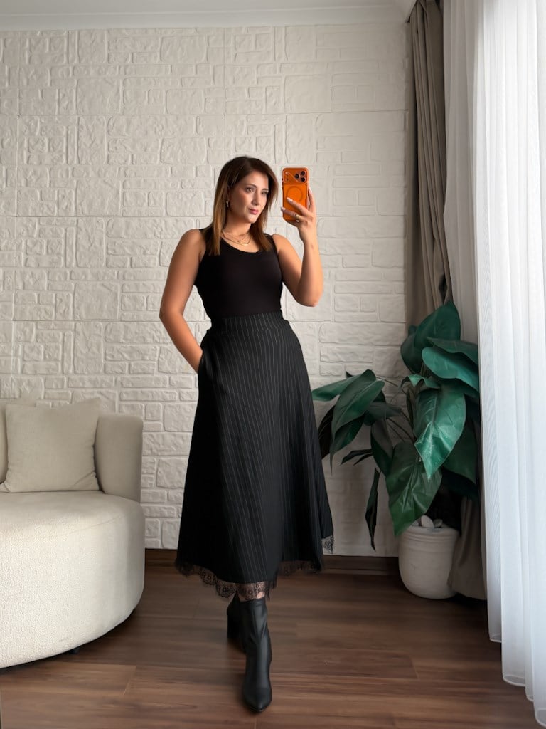 Gri Sweatli Atlet Etek Üçlü Takım