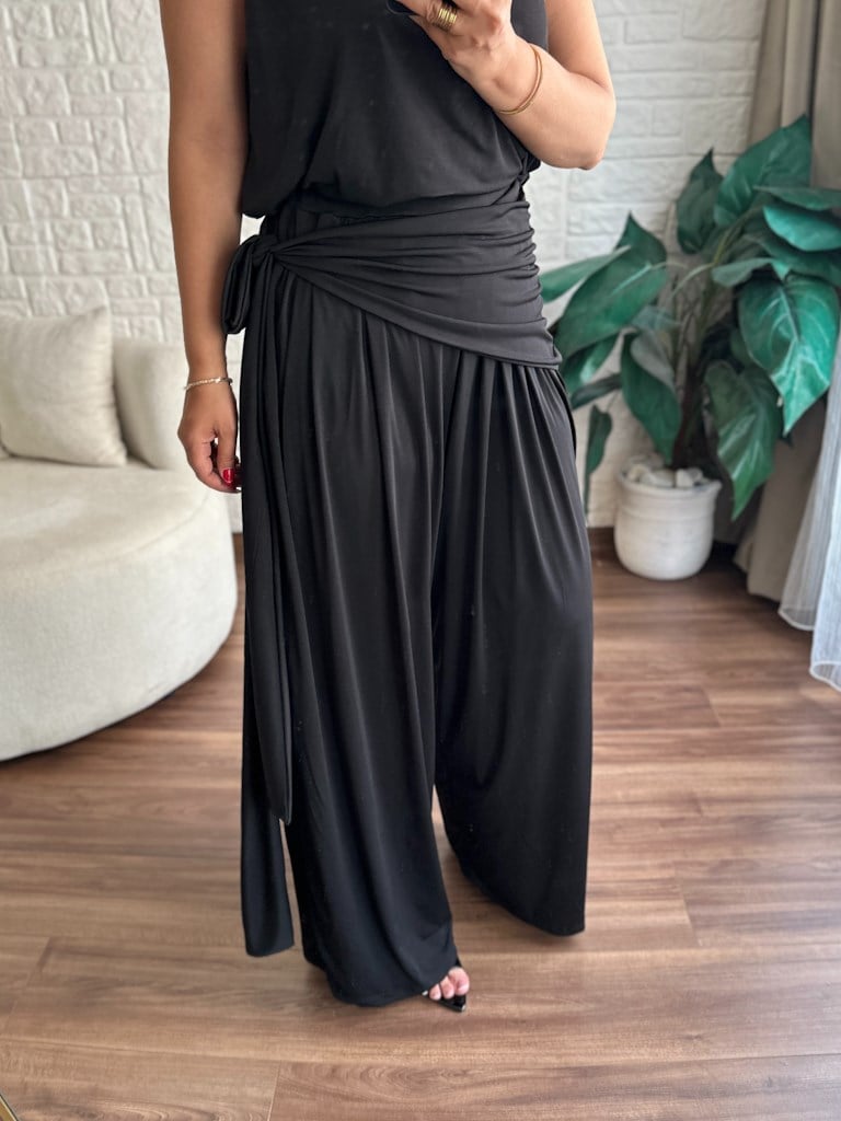 Halter Yaka Tasarım Şalvar Bluz Takım