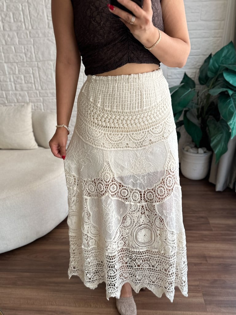 İtalyan Beli Lastikl Güpür Danteli Etek