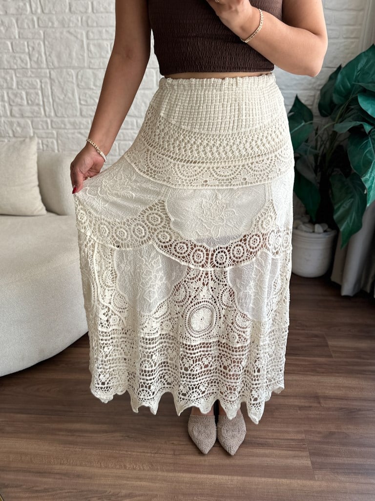 İtalyan Beli Lastikl Güpür Danteli Etek