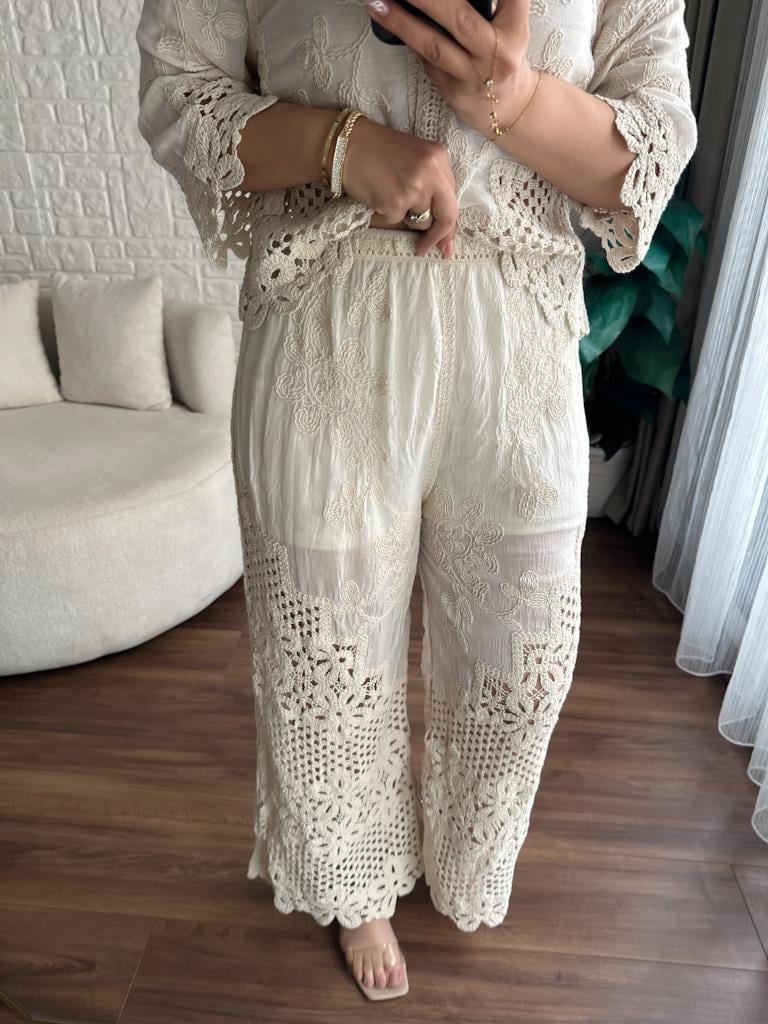 İtalyan Nakışlı Pantolon Bluz Takım