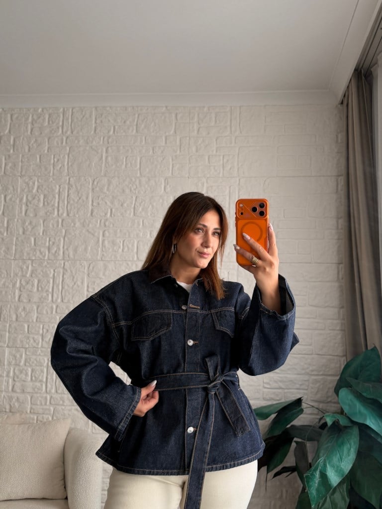 Kadife Yaka Geniş Kol Oversize Ceket