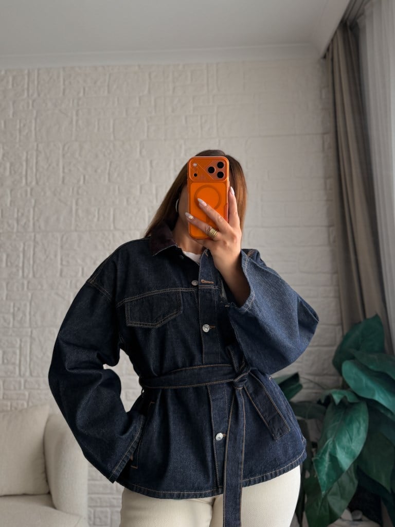 Kadife Yaka Geniş Kol Oversize Ceket