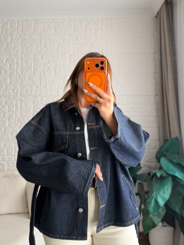 Kadife Yaka Geniş Kol Oversize Ceket