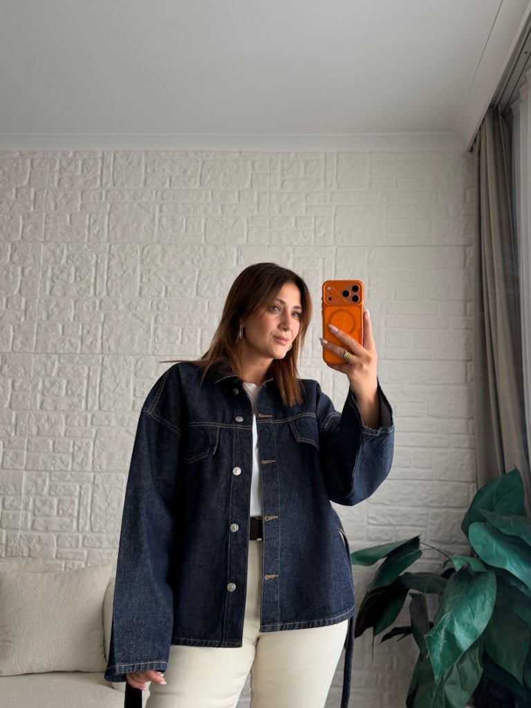Kadife Yaka Geniş Kol Oversize Ceket
