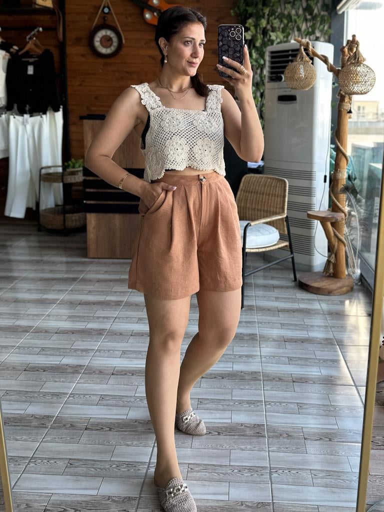 Kalın Askılı Örme Detay Yelek Süveter