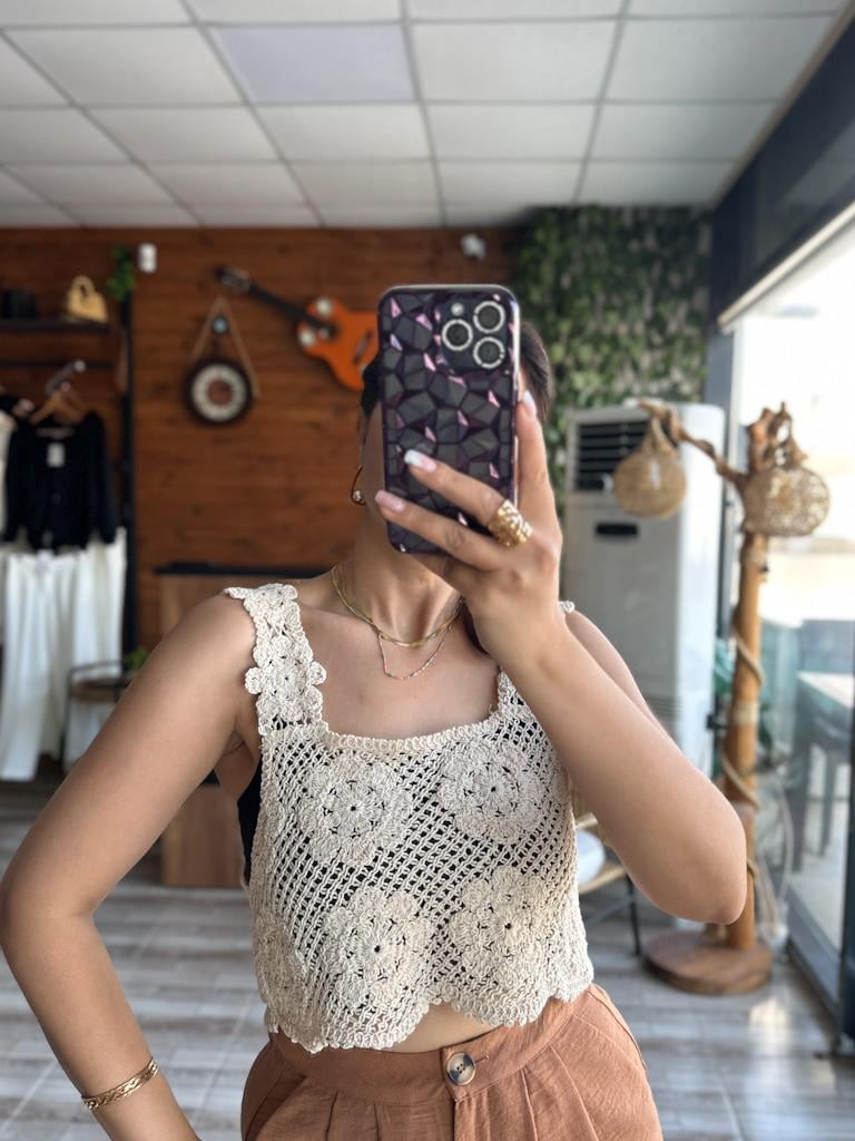 Kalın Askılı Örme Detay Yelek Süveter