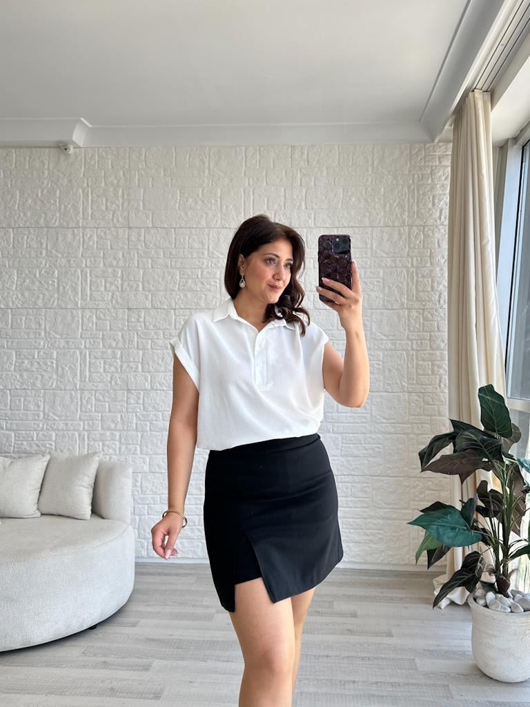 Karol Arkası Etek Görünümlü Şortlu Etek Siyah