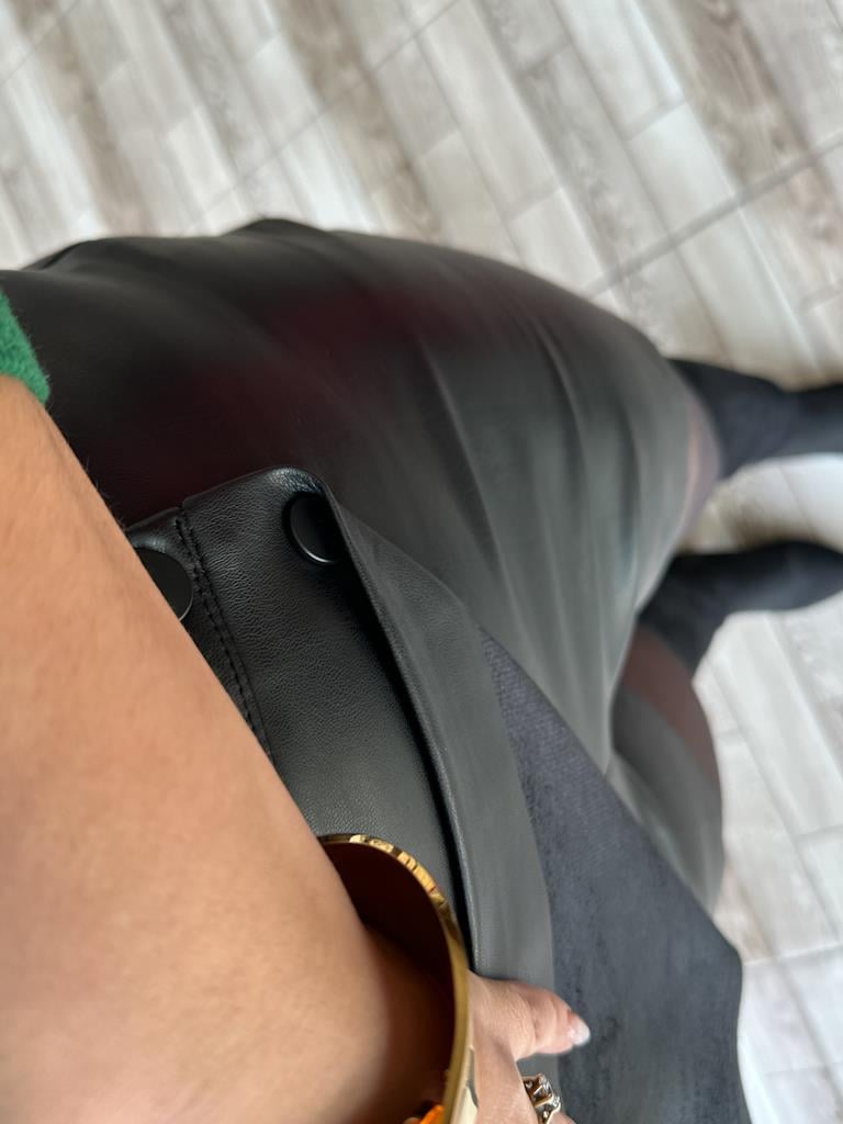 Karol Kargo Cepli Deri Şort Etek