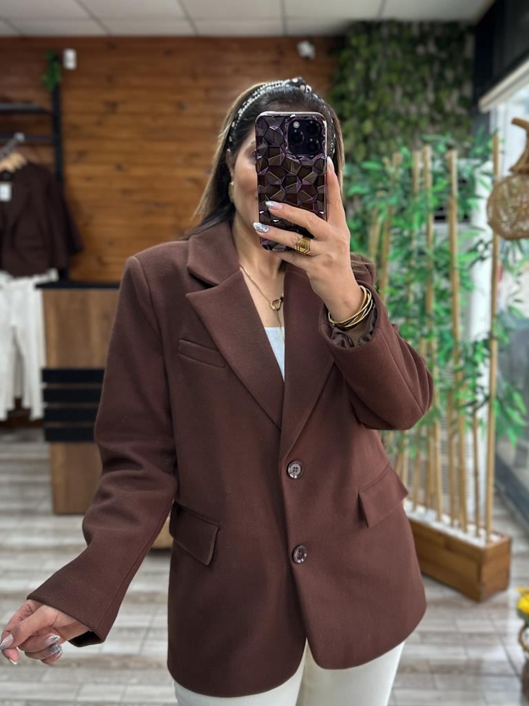 Kaşe Kumaş Blazer Ceket Kaban