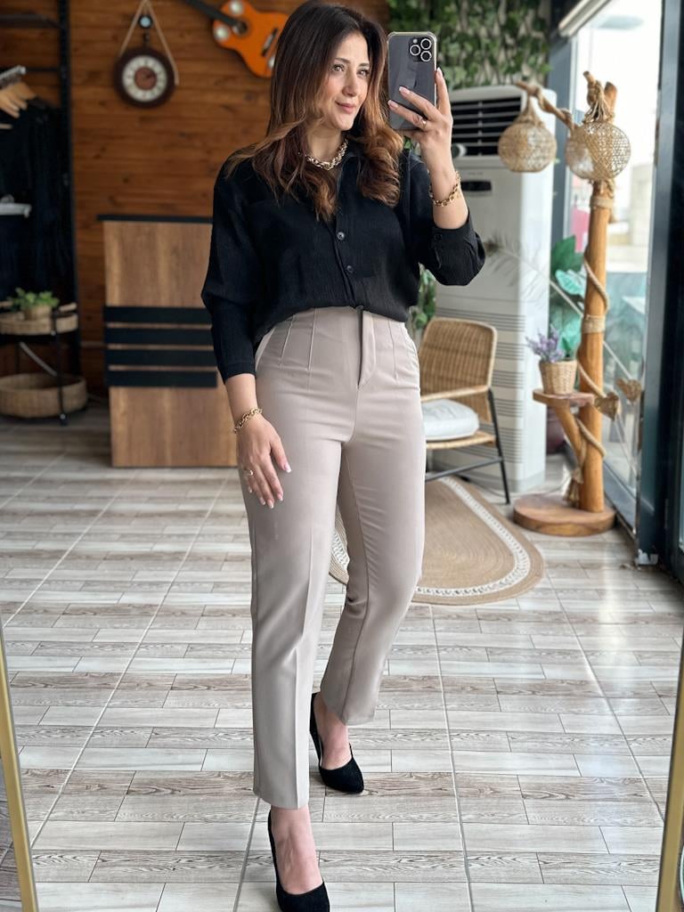 Krinkıl Kumaş Parlak Salaş Model Gömlek