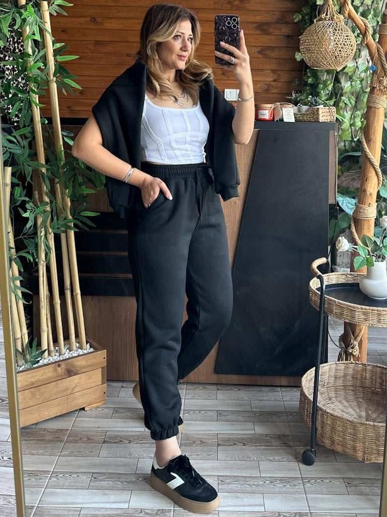 Lüks Kalite Omuzu Dikişli Oversize Basic Sweat Siyah