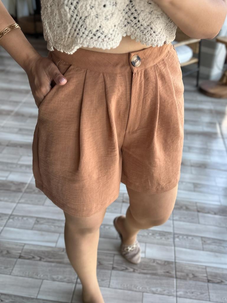 Lüks Kalite Taba Renk Pensli Şort