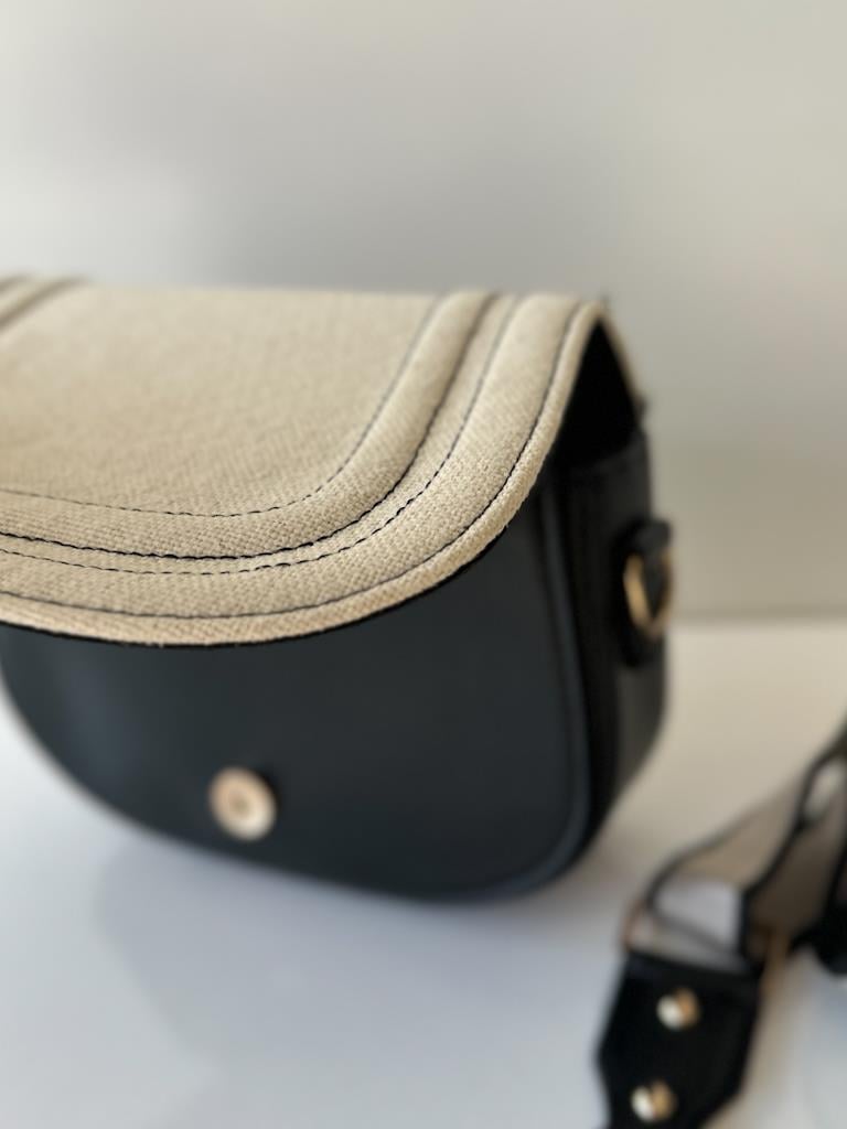 Marka Model Çapraz Askılı Çanta Natural Siyah