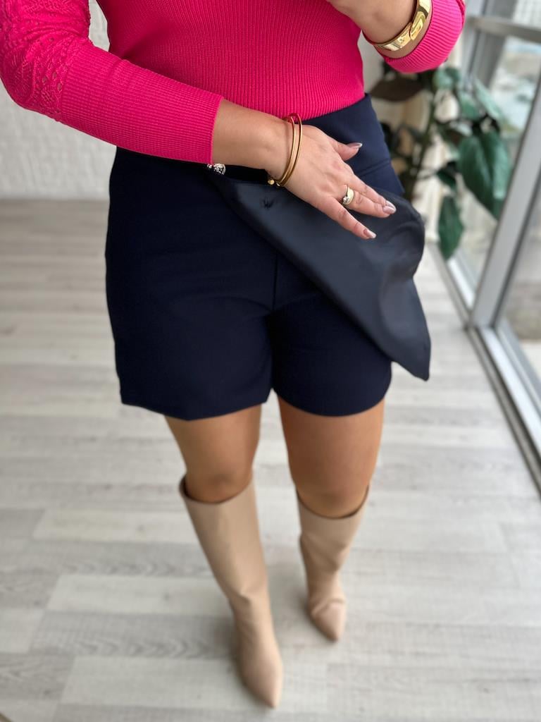 Marka Model Gold Düğmeli Şort Etek  Lacivert