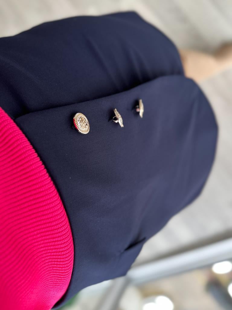 Marka Model Gold Düğmeli Şort Etek  Lacivert