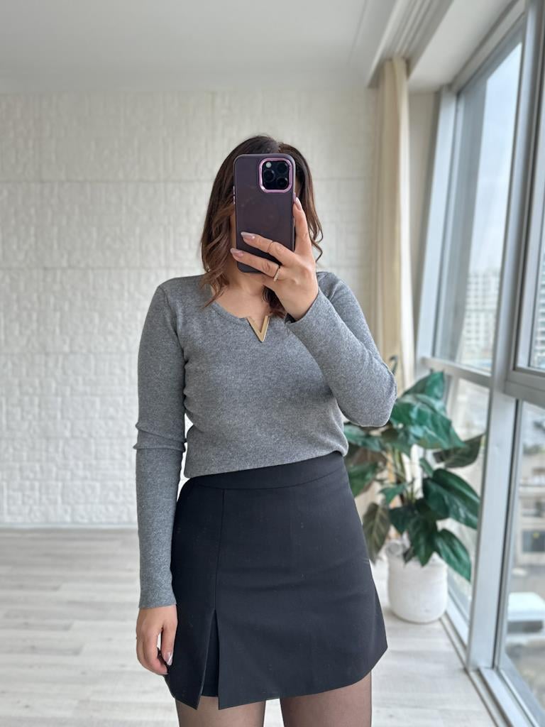 Marka Model Gold Düğmeli Şort Etek Siyah