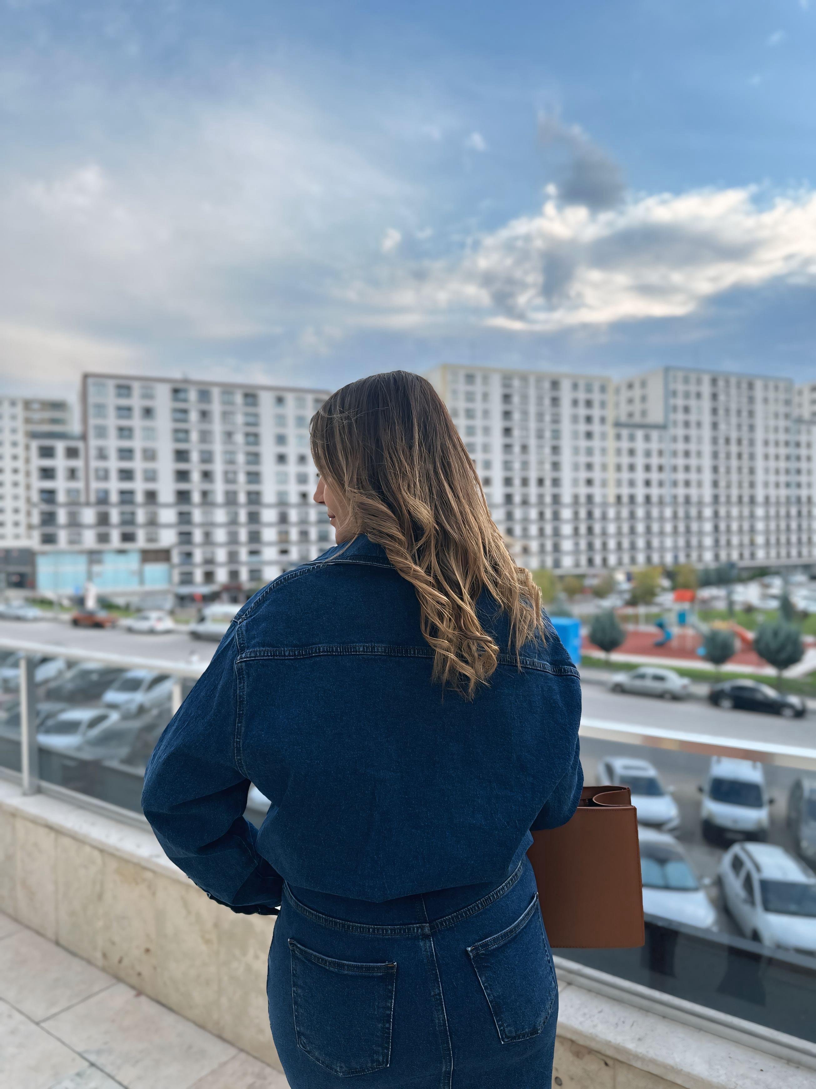 Marka Model Önü Düğmeli Jean Elbise