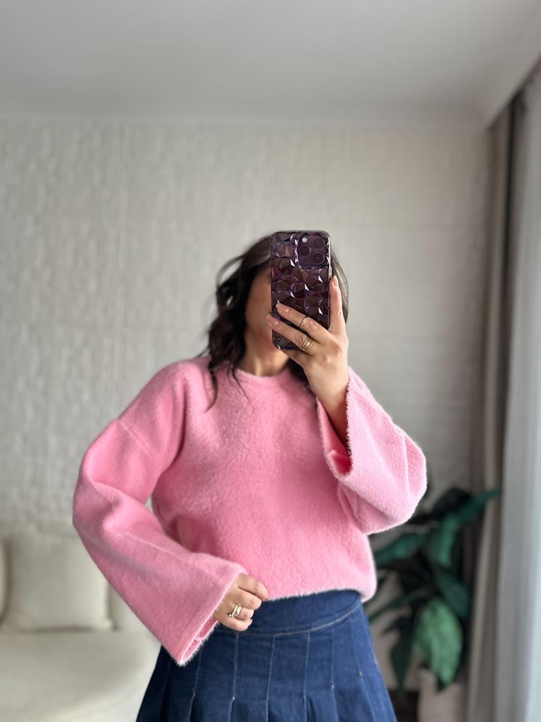 Marka Model Premium Oversize Yumoş Kazak Pembe