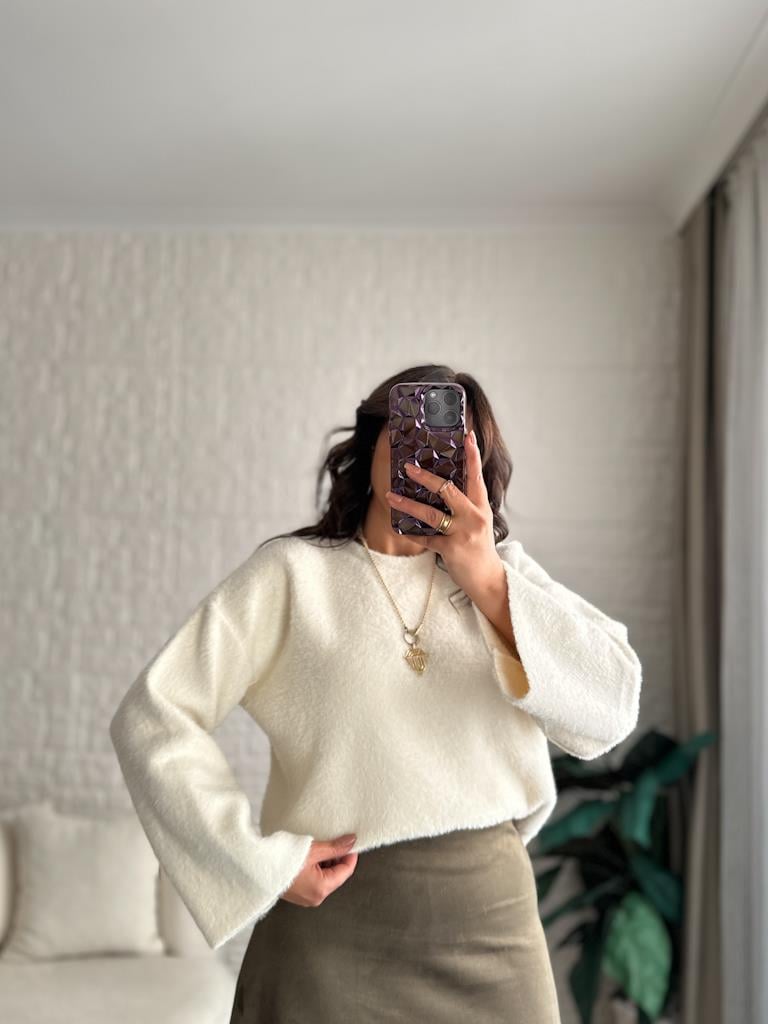 Marka Model Premium Oversize Yumoş Kazak Ekru