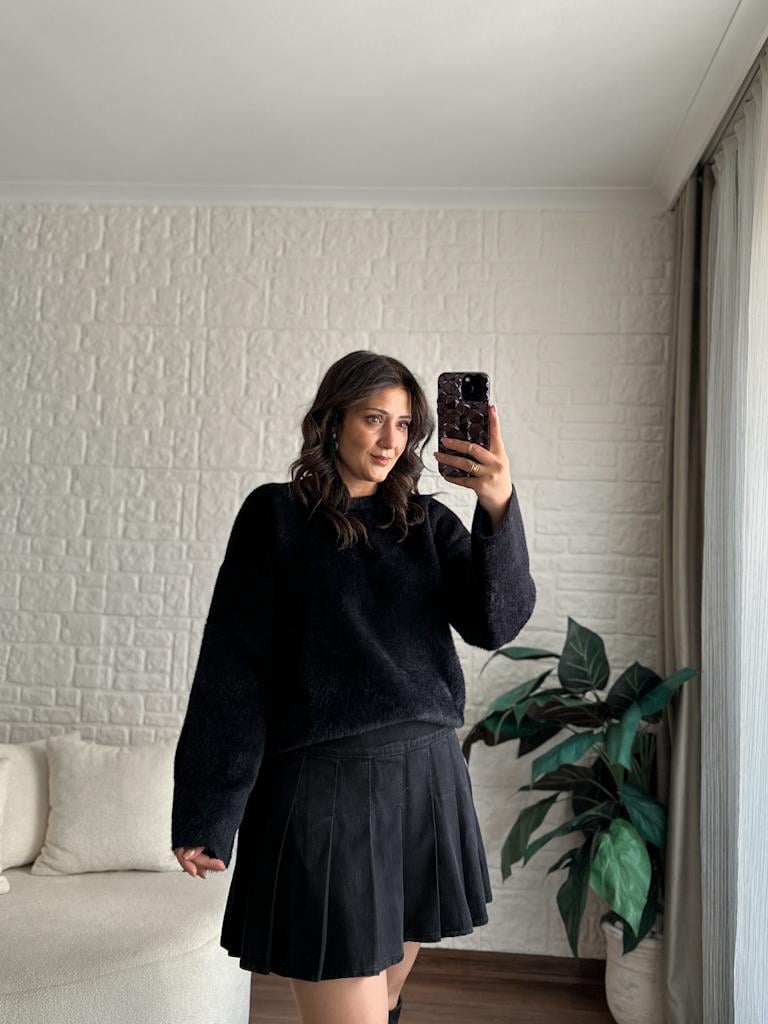 Marka Model Premium Oversize Yumoş Kazak Siyah