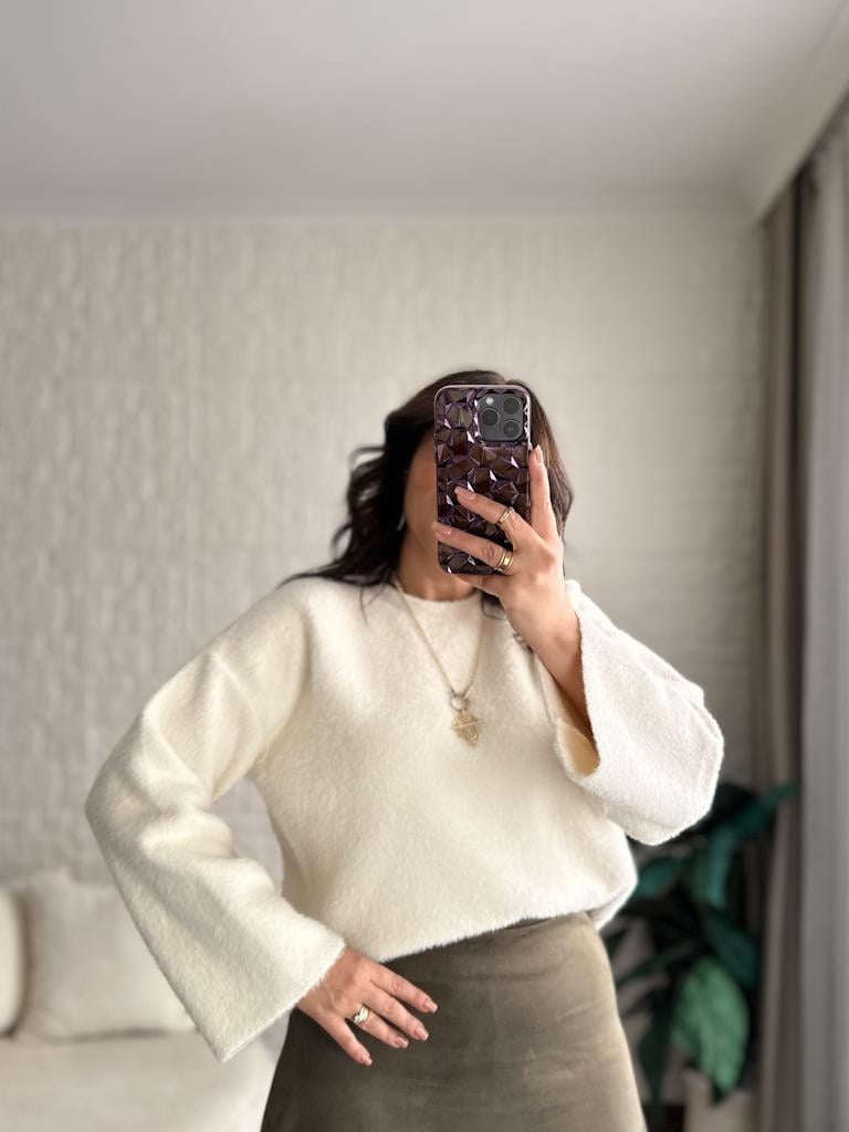 Marka Model Premium Oversize Yumoş Kazak Ekru