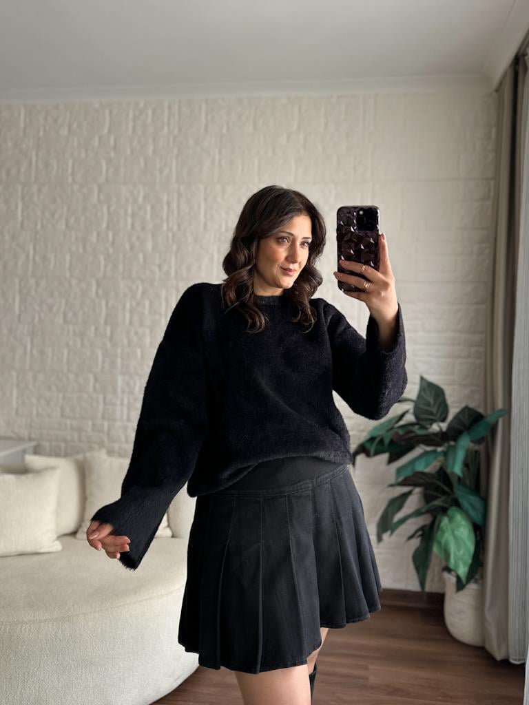 Marka Model Premium Oversize Yumoş Kazak Siyah