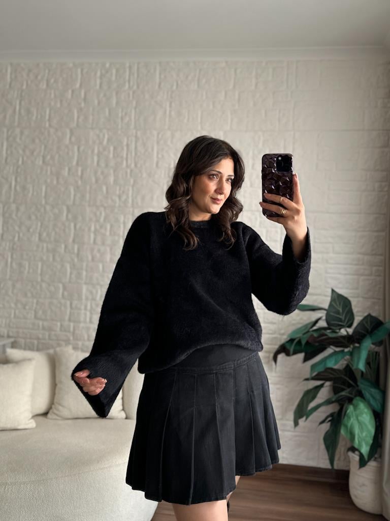 Marka Model Premium Oversize Yumoş Kazak Siyah