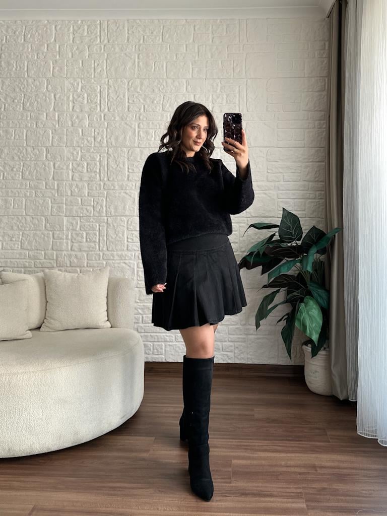 Marka Model Premium Oversize Yumoş Kazak Siyah