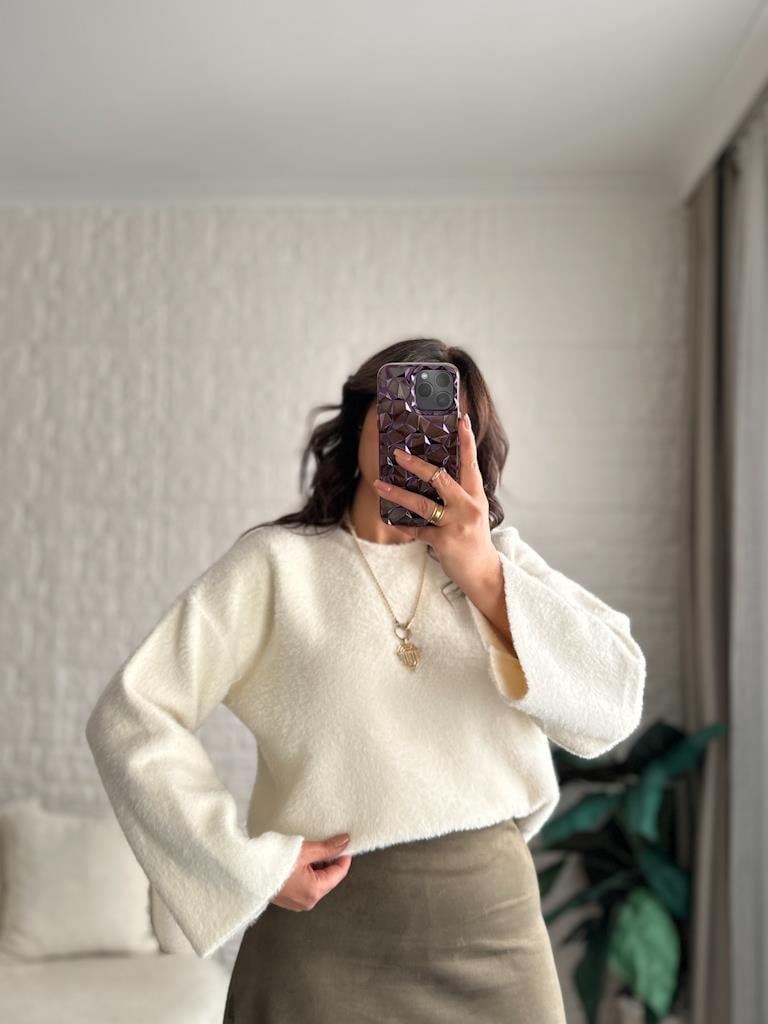 Marka Model Premium Oversize Yumoş Kazak Ekru