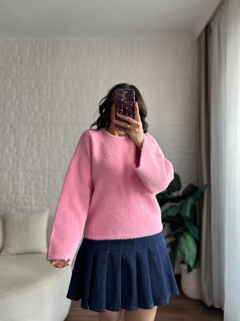 Marka Model Premium Oversize Yumoş Kazak Pembe