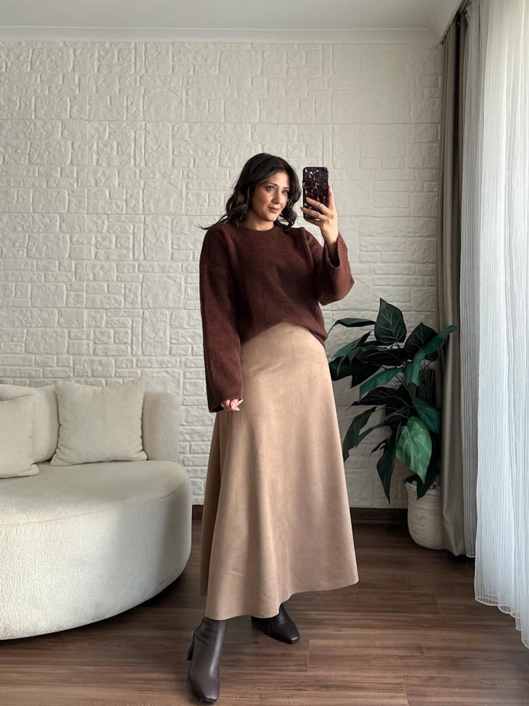 Marka Model Premium Oversize Yumoş Kazak Kahverengi