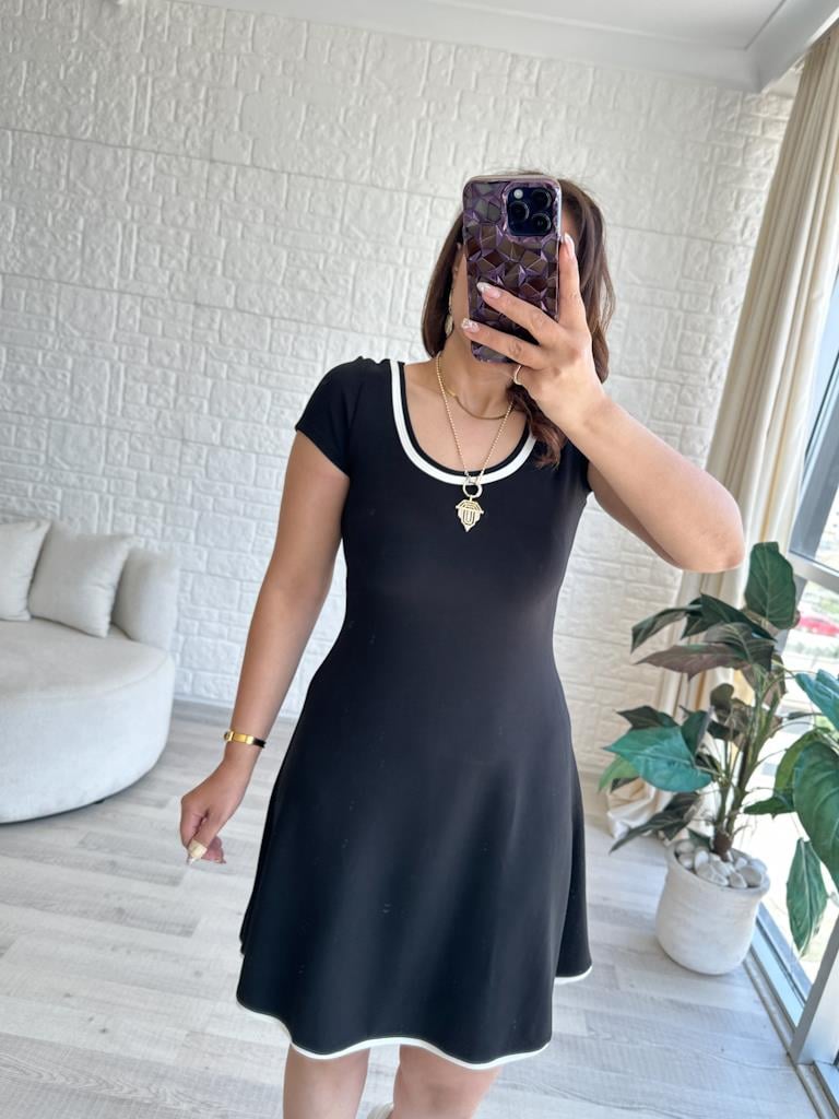 Modal Biye Detaylı Mini Boy Elbise