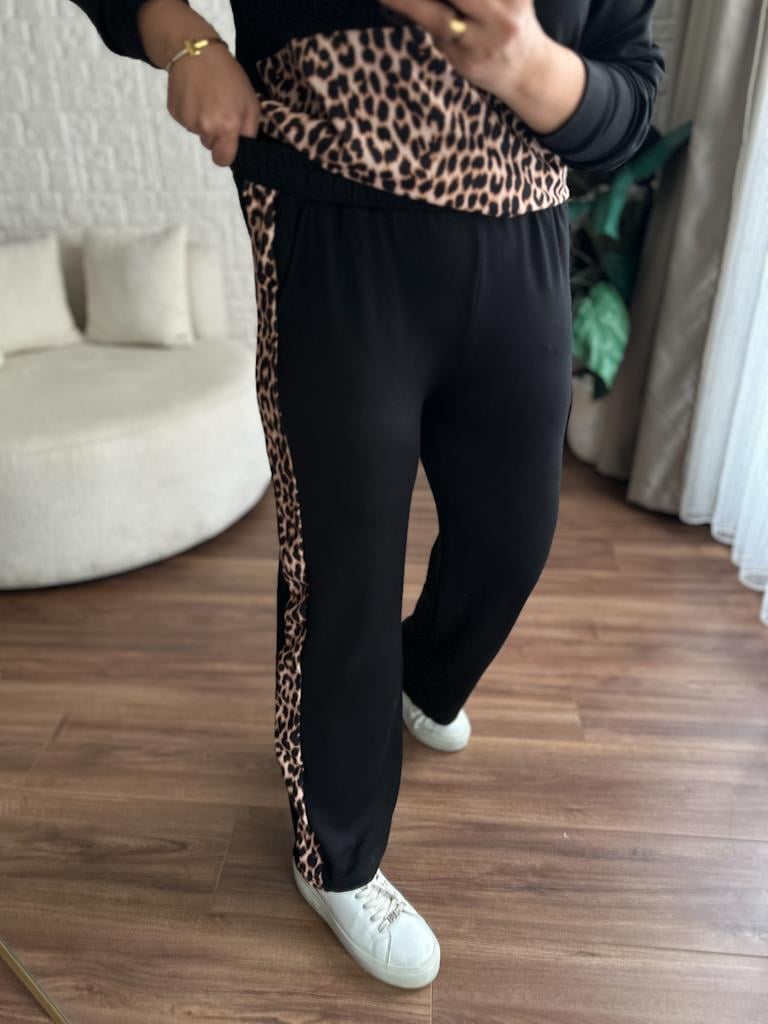 Modal Kumaş Kapşonlu Leopar Garnili Eşorman Takımı